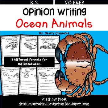 Preview of Ocean Animals Opinion Writing | Summer