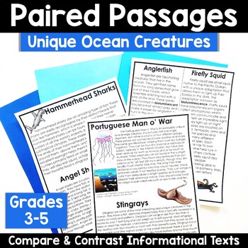 Preview of Shark Week Ocean Animals Paired Passages Paired Texts Compare Contrast Passages