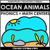 Ocean Animals Phonics and Math Centers