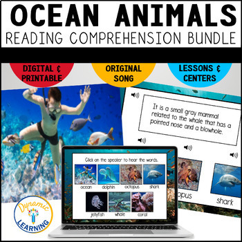 Preview of Ocean Animals Reading Comprehension ELA Bundle First Grade