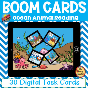 Preview of Ocean Animals Reading Concepts BOOM Cards Digital Task Cards