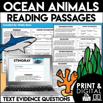 Preview of Ocean Animals Reading Passages | Nonfiction Reading Comprehension Unit