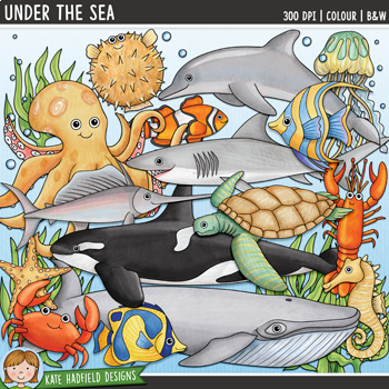 Preview of Ocean Animals  / Sea Creatures Clip Art: Under the Sea (Kate Hadfield Designs)
