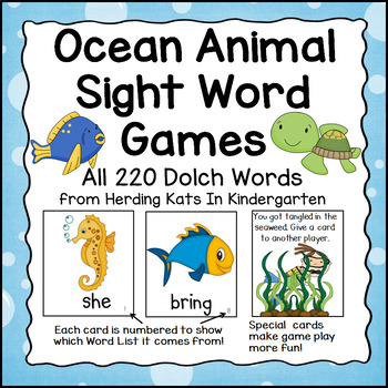 Ocean Animals Sight Word Game by Herding Kats in Kindergarten | TPT