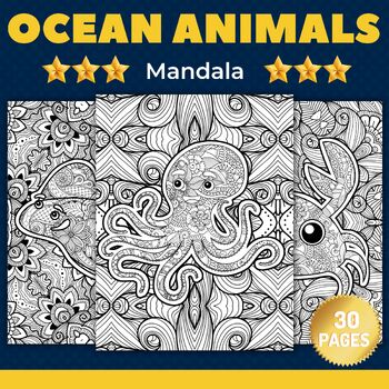 Preview of Ocean Animals Summer Mandala Coloring Pages Sheets - End of the year Activities