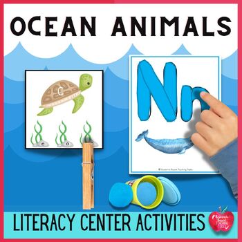 Preview of Ocean Animals Theme Literacy Center Activities