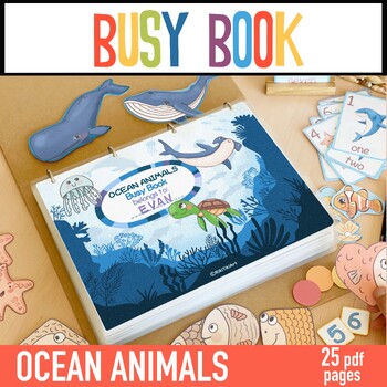 Preview of Ocean Animals Toddler Busy Book Printable Sea Activity Book - Toddler Quiet Book