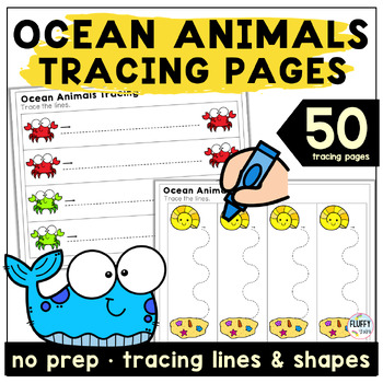 ocean animals preschool and kindergarten tracing lines worksheets