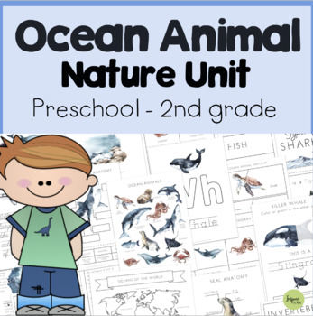 Preview of Ocean Animals Unit, Nature Study, Prek-2nd, Ocean Unit, Montessori Learning