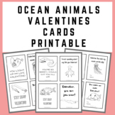Ocean Animals Valentines Cards Printable