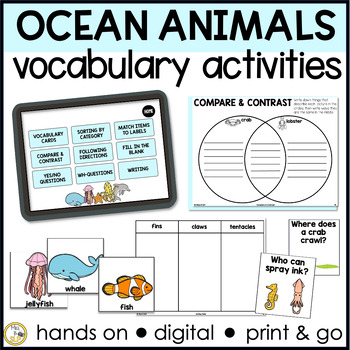 Preview of Ocean Animals Early Vocabulary Activities for Speech Therapy  (+ BOOM cards)