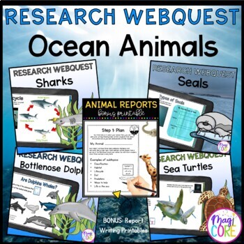 Preview of Ocean Animals Internet Research Webquest Activity Bundle & Report Writing Bonus