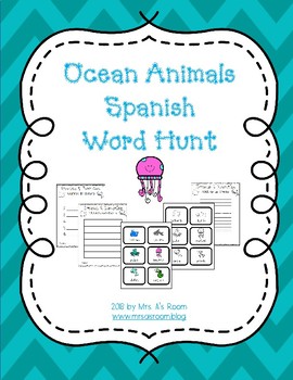 Ocean Animals Word Hunt Write The Room In Spanish