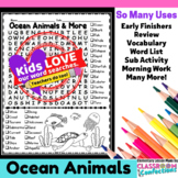 Ocean Animals Word Search Activity : Early Finishers : Mor