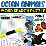 Ocean Animals Word Search Puzzle Word Find Puzzle Activity