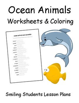 Preview of Ocean Animals Worksheets and Coloring