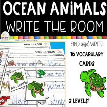 Preview of Ocean Animals Write the Room | Sensory Bin Activity