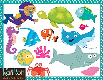 Preview of Ocean Animals and Scenes Clip Art