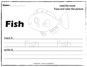 Ocean Animals tracing and coloring page, Handwriting practice | TPT