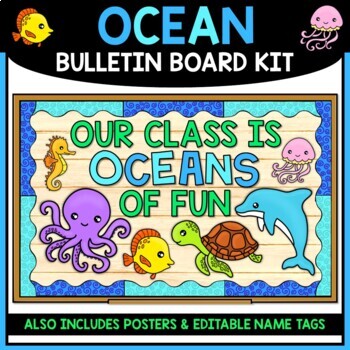Preview of Ocean Back To School Bulletin Board & Name Tags | Classroom Decor