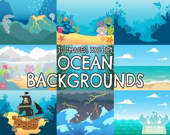 Preview of Ocean Backgrounds (Lime and Kiwi Designs)