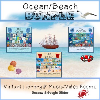 Preview of Ocean/Beach Virtual Library & Music/Video Room BUNDLE