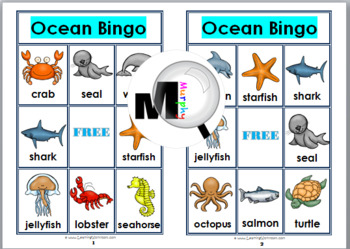 ocean preschool printables bingo