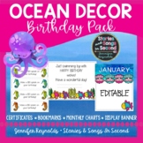 Ocean Birthday Pack - Editable Classroom Decor