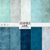 Ocean Blue Digital Paper, Solid, Textured Digital Card Sto