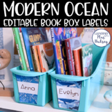 Ocean Book Box Labels - Book Bin Labels