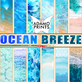 Ocean Breeze Watercolor Rainbow Digital Paper Background C