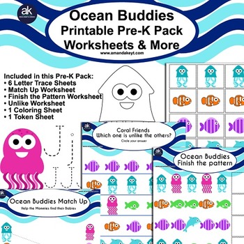 Ocean Buddies Worksheets and More Printable Pack by AmandaKPrintables