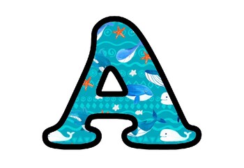 Preview of Ocean Bulletin Board Letters, Numbers and Symbols, Whales, Sea, Classroom Decor