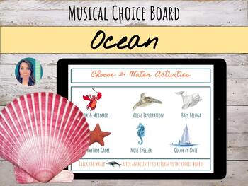 Preview of Ocean Choice Board for Google Slides | 6 Music Activities