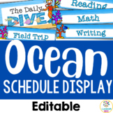 Ocean Theme: Classroom Daily Visual Schedule Display | Editable Template