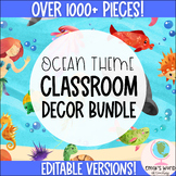 Ocean Classroom Decor Bundle (Watercolor Under the Sea Decor)