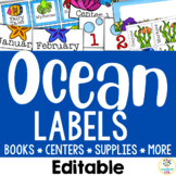 Ocean Classroom Organization- Editable Supply Labels & Déc