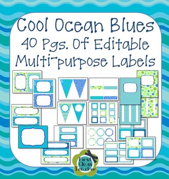 Preview of Ocean Colors EDITABLE Banner, Signs, Labels, Binder Covers, Word Wall