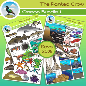 Preview of Ocean Clip Art Bundle - 122 graphics - Zones - Food Web - Tide Pool - Sea Floor