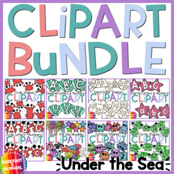 Preview of Ocean Clipart Bundle - Under the Sea Clipart Bundle - Shapes , Letters & Numbers