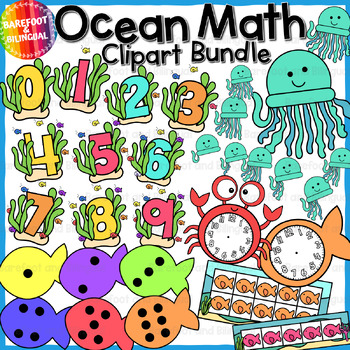 Preview of Ocean Clipart Math Manipulatives Mini Bundle - Ocean Animal Clip Art