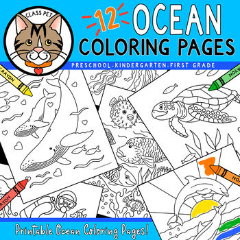Preview of Ocean Coloring Pages for Preschool | Kindergarten |  First Grade
