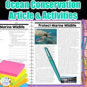 Ocean Conservation Article and Activity Pages | Marine Wildlife | Earth Day