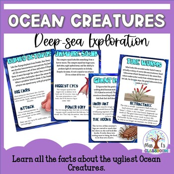 Preview of Ocean Creatures & Ocean exploration cards and slides (Ppt) No prep