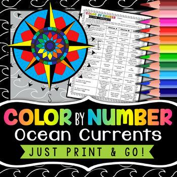 Preview of Ocean Currents - Color by Number - Earth Science Color By Number