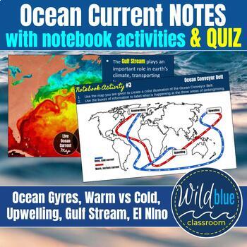 Preview of Ocean Currents Notes and Quiz | Gulf Stream | Upwellings | Gyres | El Nino