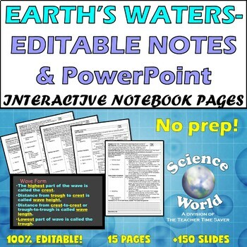 Preview of Ocean Currents Tides & Waves Unit Notes & Slides Bundle- Earth Science