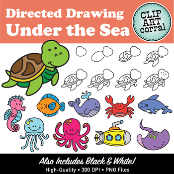 Preview of Ocean Directed Drawing Clip Art