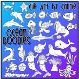Ocean Doodles clip art (B&W PNG files)
