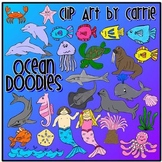 Ocean Doodles clip art (color PNG files)